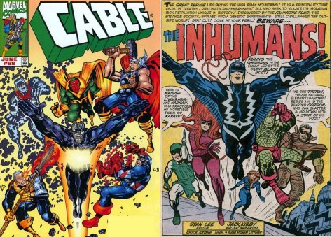 I cannot fault someone for using a Black Bolt pose but the panel to the right features more new character in a single instance than were created over the entirety of this Cable run.